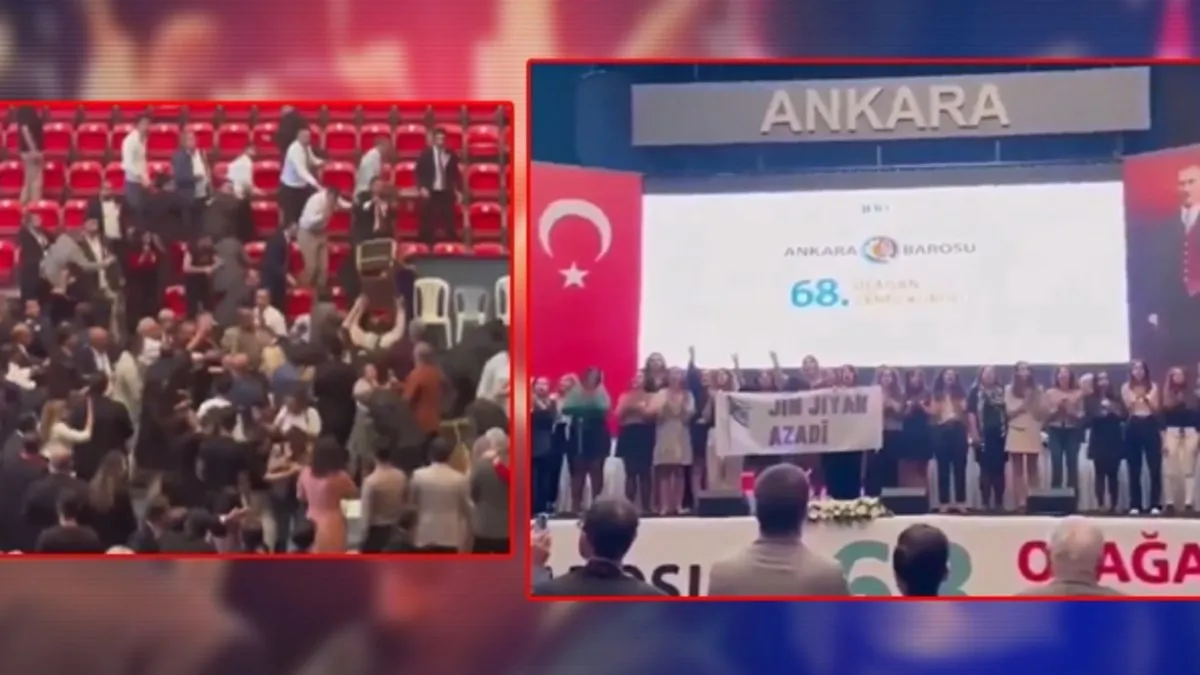 Ankara Barosu Kongresi’nde terör propagandası! Ortalık bir anda savaş alanına döndü