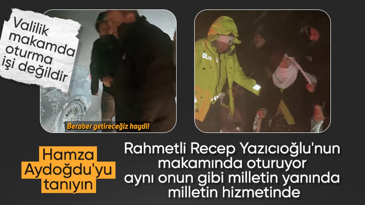 Erzincan Valisi Hamza Aydoğdu, yollarda mahsur kalan vatandaşların yanında oldu